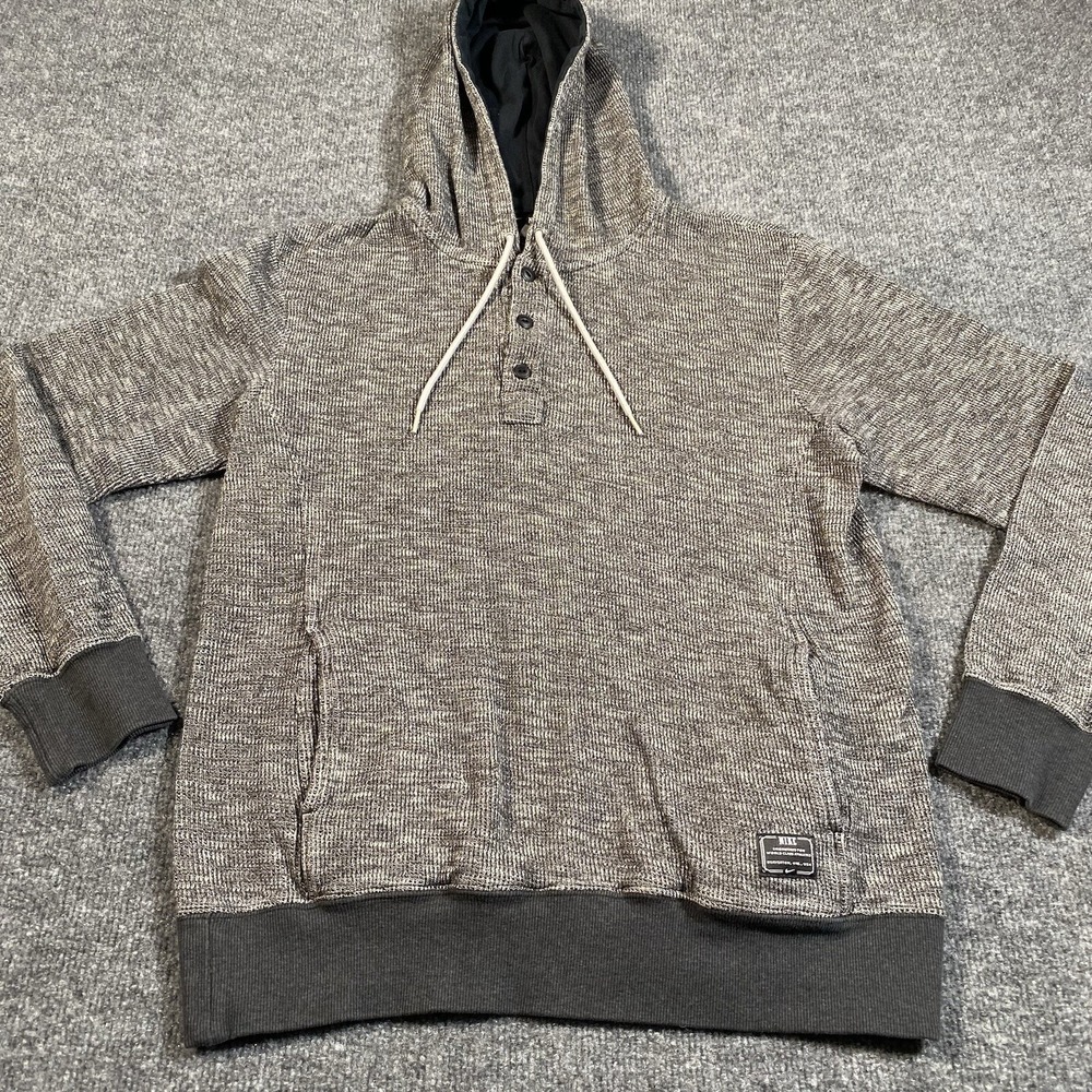 Nike Mens Small Henley Hooded Sweatshirt Heavy Knit Skater Grunge Retro Style - Picture 2 of 9